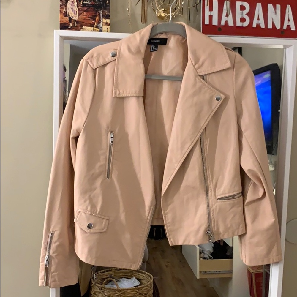 Light pink faux denim jacket